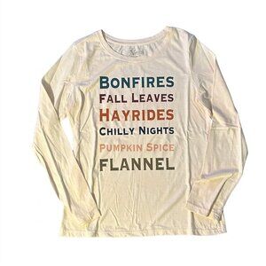 Natural Reflections Light Pink/Cream Long-Sleeve Graphic Tee with Autumn Text